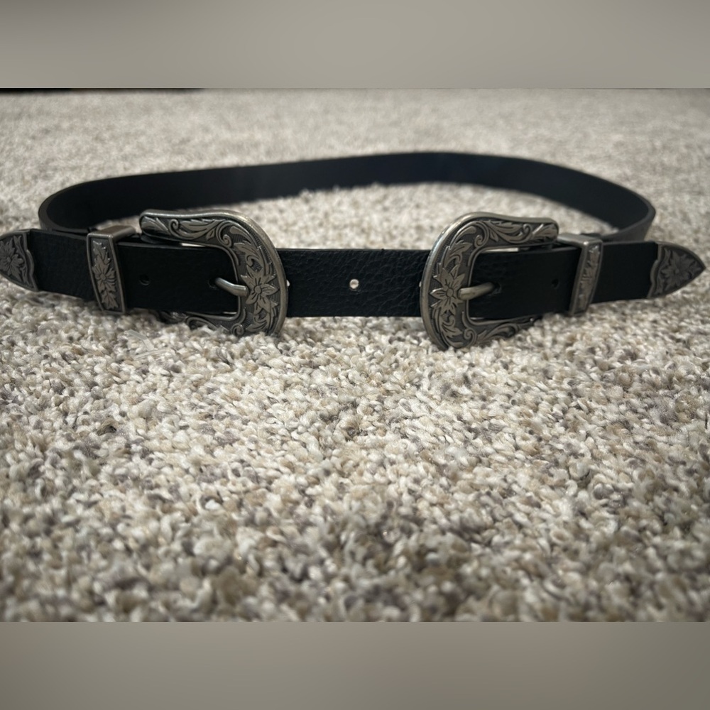 NWT black double buckle belt